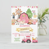 Boerderijdieren meisje alle leeftijd verjaardag ui kaart (Staand voorkant)