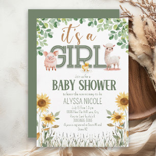 Boerderijdieren Meisje Baby Shower Kaart
