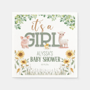 Boerderijdieren Meisje Baby Shower Servet
