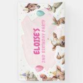 Boerderijdieren Meisje Verjaardag Barnyard Achterg Spandoek (Verticaal)