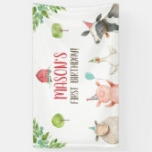 Boerderijdieren Meisje Verjaardag Barnyard Achterg Spandoek (Verticaal)