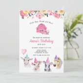 Boerderijdieren Meisje Verjaardag uitnodiging (Staand voorkant)