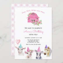 Boerderijdieren Meisje Verjaardag uitnodiging