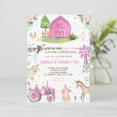 Boerderijdieren Meisje Verjaardagsfeestje Kaart (Staand voorkant)