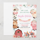 Boerderijdieren Meisje Verjaardagsfeestje Kaart (Voorkant / Achterkant)