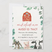 Boerderijdieren met groen Verjaardagsfeest Kaart (Voorkant)
