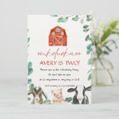 Boerderijdieren met groen Verjaardagsfeest Kaart (Staand voorkant)