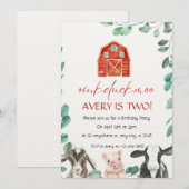 Boerderijdieren met groen Verjaardagsfeest Kaart (Voorkant / Achterkant)