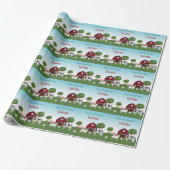 Boerderijdieren met Red Barn Blue Sky Happy Birthd Cadeaupapier (Uitgerold)