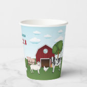 Boerderijdieren met Red Barn Blue Sky Kind jarig Papieren Bekers (Achterkant)