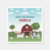 Boerderijdieren met Red Barn Rural Kind jarig Servet (Voorkant)