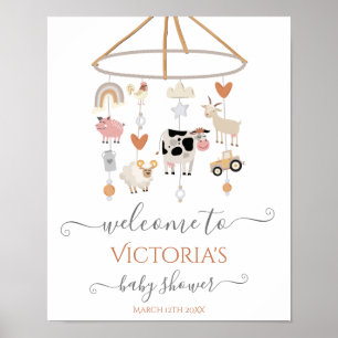 Boerderijdieren Mobiele Baby Shower Welkomstbord Poster