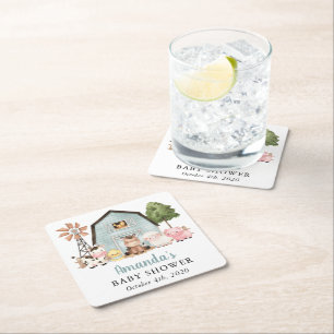 Boerderijdieren, Mooie Dieren, Blauwe Schuur, Baby Kartonnen Onderzetters