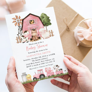 Boerderijdieren, Mooie Dieren, Roze Schuur, Baby S Kaart