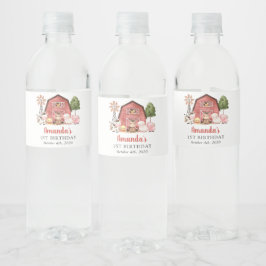 Boerderijdieren, Mooie Dieren, Schuur, Eerste Verj Waterfles Etiket