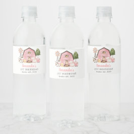 Boerderijdieren, Mooie Dieren, Schuur, Eerste Verj Waterfles Etiket