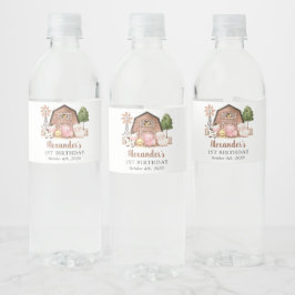 Boerderijdieren, Mooie Dieren, Schuur, Eerste Verj Waterfles Etiket