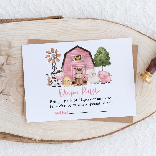 Boerderijdieren, Mooie Dieren, Schuur, Luierraffle Informatiekaartje