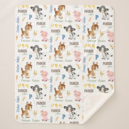 Boerderijdieren Naam Herhaal deken | 50x60 Sherpa