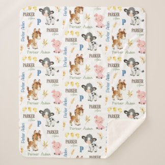 Boerderijdieren Naam Herhaal deken | 50x60 Sherpa