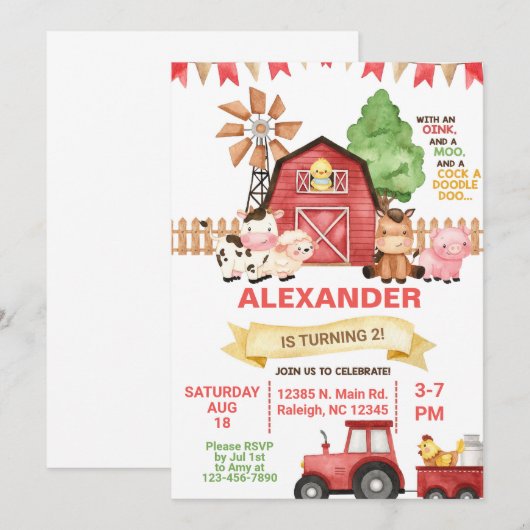 Boerderijdieren neutraal geslacht verjaardagsuitno kaart (Voorkant / Achterkant)