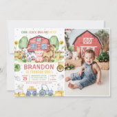 Boerderijdieren Oink Baa Moo 1e verjaardag foto Kaart (Voorkant)