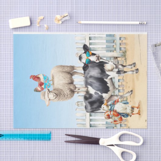 boerderijdieren op het strand ontkoppelingspapier tissuepapier (Craft)