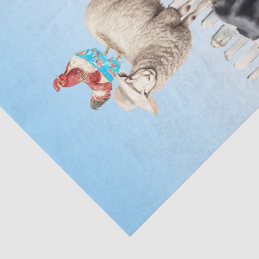 boerderijdieren op het strand ontkoppelingspapier tissuepapier (Detail)