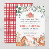 Boerderijdieren Parade Baby shower Invitation Kaart (Voorkant / Achterkant)