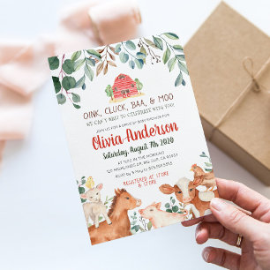 Boerderijdieren Parade Baby shower Invitation Kaart