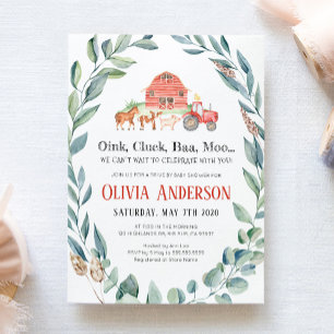 Boerderijdieren Parade Baby shower Invitation Kaart