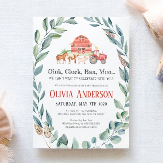 Boerderijdieren Parade Baby shower Invitation Kaart