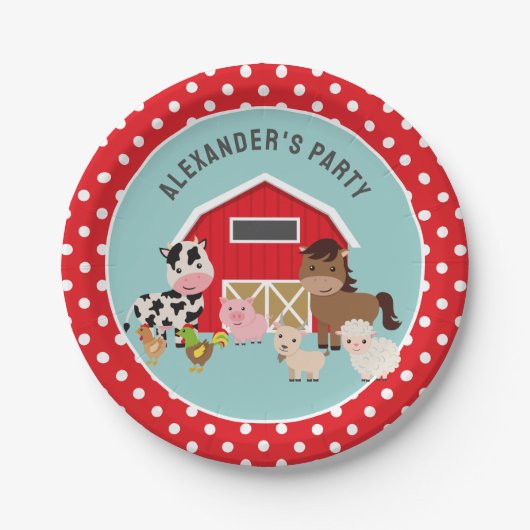 BOERDERIJDIEREN PARTIJ PAPIEREN BORDJE (Voorkant)