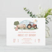 Boerderijdieren Party 1E verjaardag Kaart (Staand voorkant)