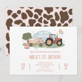 Boerderijdieren Party 1E verjaardag Kaart (Voorkant / Achterkant)