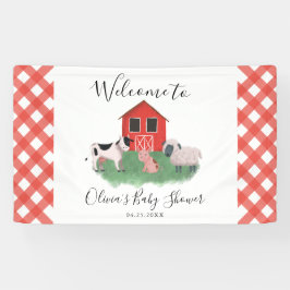 Boerderijdieren Rode Baby shower Welkom Spandoek