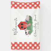 Boerderijdieren Rode Baby shower Welkom Spandoek (Verticaal)