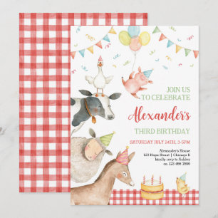 Boerderijdieren Rode Barnyard Meisje Jongen 3e Ver Kaart