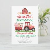 Boerderijdieren Rode Jongen Barnyard Verjaardagsfe Kaart (Staand voorkant)