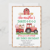 Boerderijdieren Rode Jongen Barnyard Verjaardagsfe Kaart (Voorkant)