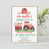 Boerderijdieren Rode Jongen Barnyard Verjaardagsfe Kaart (Staand voorkant)