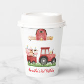 Boerderijdieren Rode Jongen Barnyard Verjaardagsfe Papieren Bekers (Voorkant)