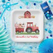 Boerderijdieren Rode Jongen Barnyard Verjaardagsfe Papieren Bordje (Feest)