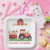 Boerderijdieren Rode Jongen Barnyard Verjaardagsfe Papieren Bordje (Feest)