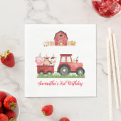 Boerderijdieren Rode Jongen Barnyard Verjaardagsfe Servet (Insitu)