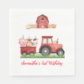 Boerderijdieren Rode Jongen Barnyard Verjaardagsfe Servet (Voorkant)