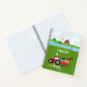 Boerderijdieren & Rode Tractor Erf Aangepaste Naam Notitieboek (Binnen)