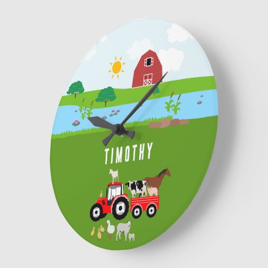 Boerderijdieren & Rode Tractor Erf Naam op Maat  Grote Klok (Hoek)