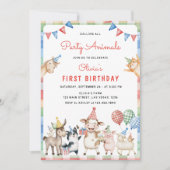 Boerderijdieren roepen alle partij 1e verjaardag kaart (Voorkant)