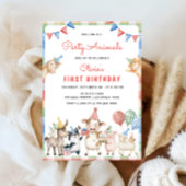 Boerderijdieren roepen alle partij 1e verjaardag kaart